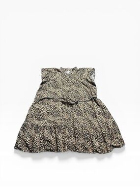 Plus Size Leopard Womens 4X/28-30 Animal Print Indie Flowy Belted Ruffle Skirt